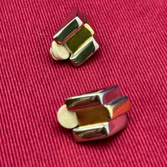 Givenchy VTG Two-Tone Silver/Gold-Tone Clip-On Earrings - Picture 10 of 15